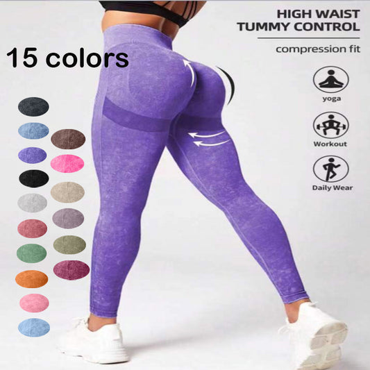 Matte Washed Seamless Yoga High Waist Hip Lift Fitness Pants