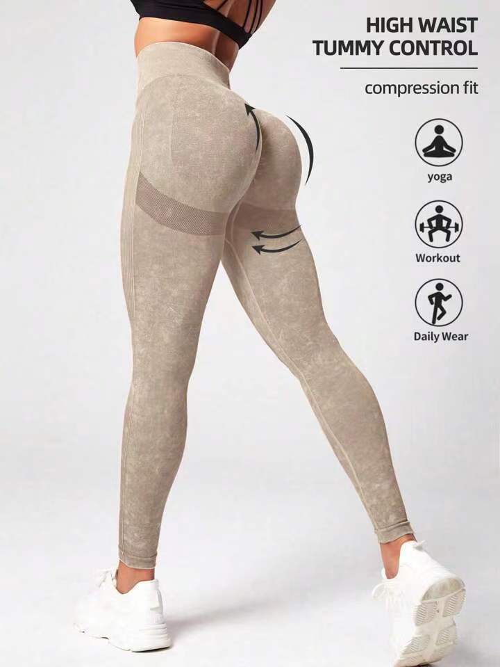 Matte Washed Seamless Yoga High Waist Hip Lift Fitness Pants