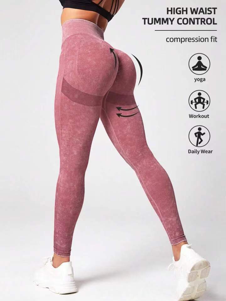 Matte Washed Seamless Yoga High Waist Hip Lift Fitness Pants